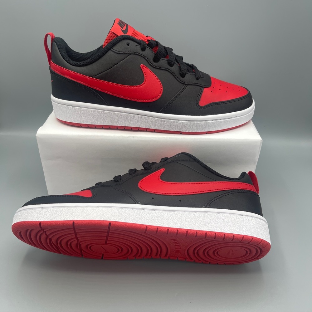 Nike Court Borough Low 2 Big Girl' Shoes/color Black/White/University Red - Picture 14 of 17